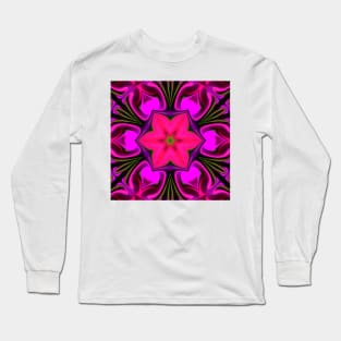 Psychedelic Hippie Flower Pink Purple and Black Long Sleeve T-Shirt